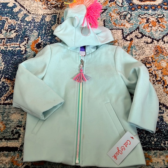 Cat and jack unicorn hooded peacoat nwt 3t
